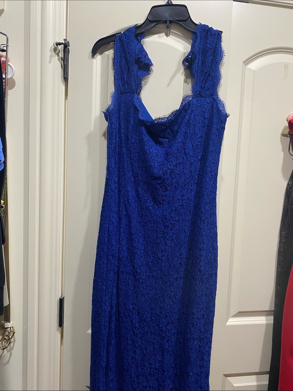Adrianna Papell Cobalt Blue Lace Maxi Dress